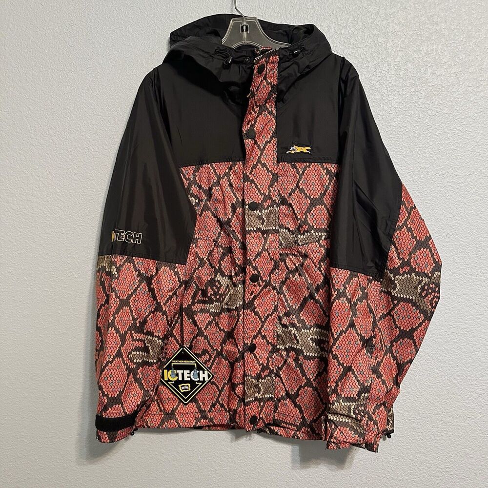IceCream Rattler Snakeskin Print Coral Hooded Nylon Jacket Size Large NWT